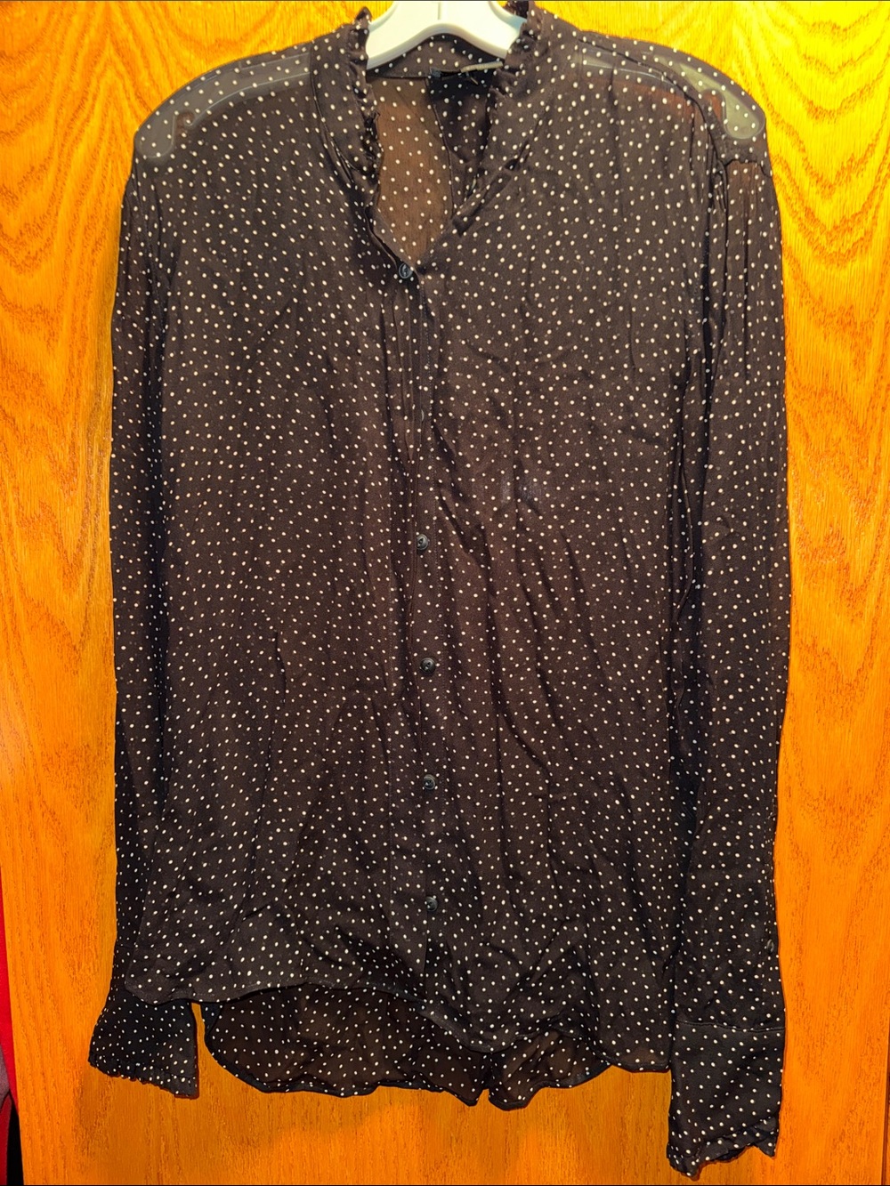 rag & bone Black Shirt with White Polka Dots
